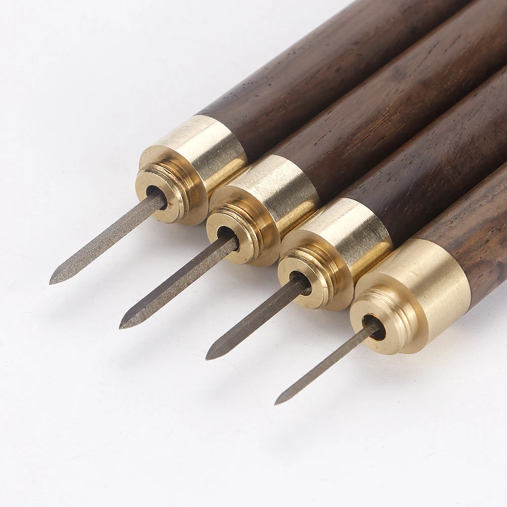 1Pcs 황동 다이아몬드 모양 나무 손잡이 가죽 바느질 송곳, 캔버스 Leathercraft 바느질 바늘 스크라이브, 레이아웃 작업 4 크기-3/4/5/6mm