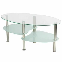 Table Basse Table de Salon Table à Thé Scandinave Forme Variable Style Contemporain Verre Laqué 3 Couches 90 x 45 x 43 cm 6