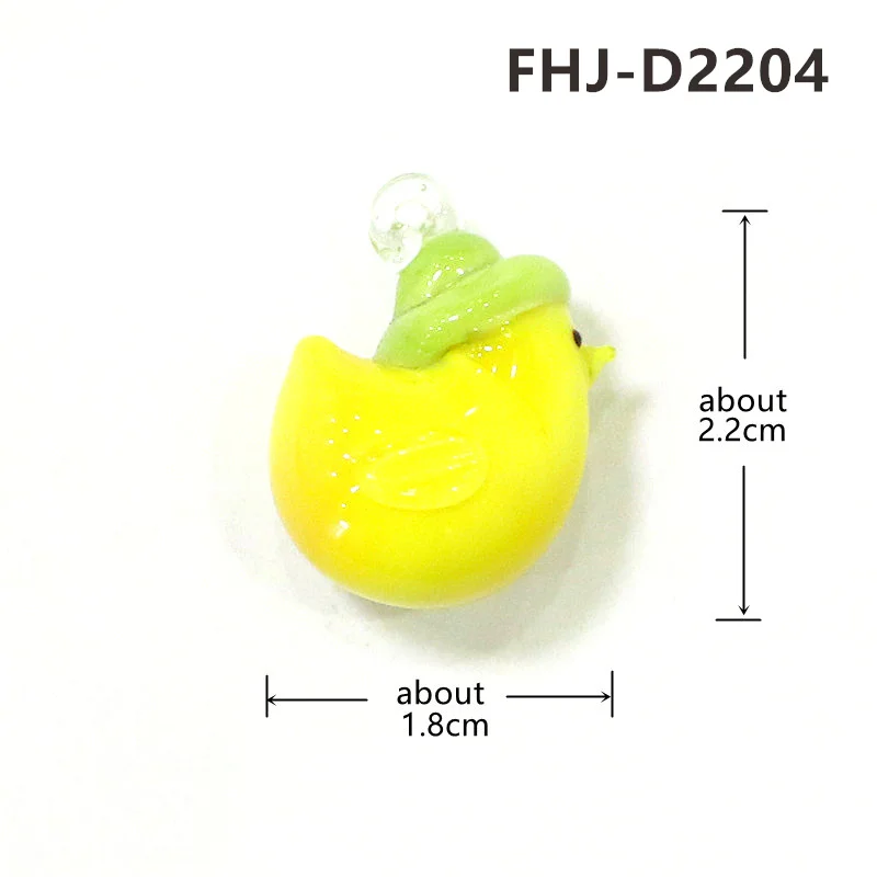 Glass pendant ornament 2pcs colorful cute animal bunny rabbit easter egg chick bird charms for DIY jewelry