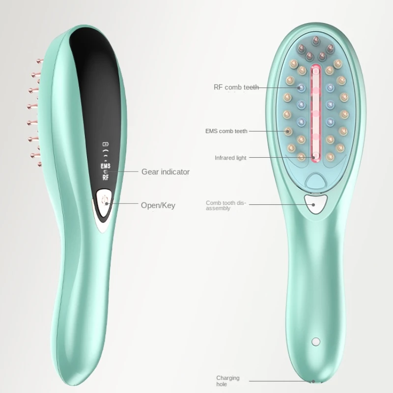 Micro Current Electric Massage Comb Hair Therapy Instrument Straight Hair Comb RF Personal Health Care Comb Electric Massager 6