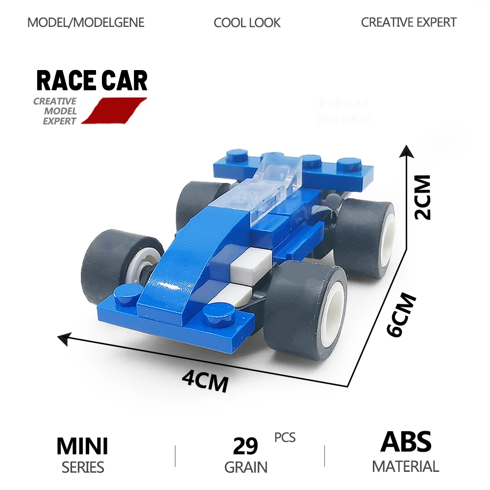 

Racing Car Building Blocks City Transportation Model MINI Blue car Technical Bricks Assembling DIY Toys For Children Kids Gifts
