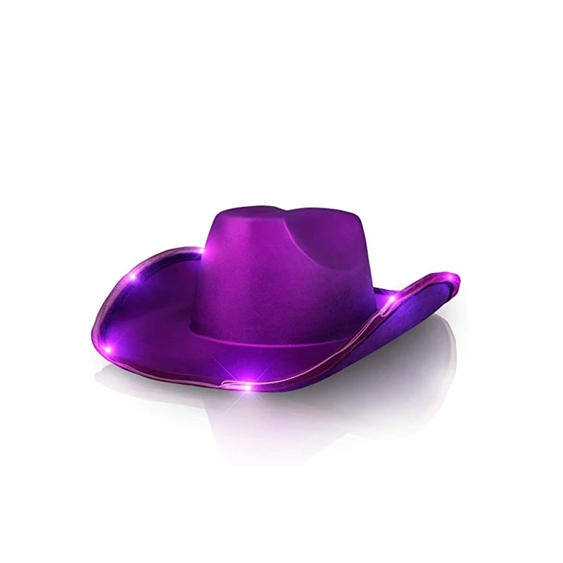 Retro Style Light Up LED Light Brim Hat Jazz Top Hat Western Cowboy Unisex cowboy hats top hat