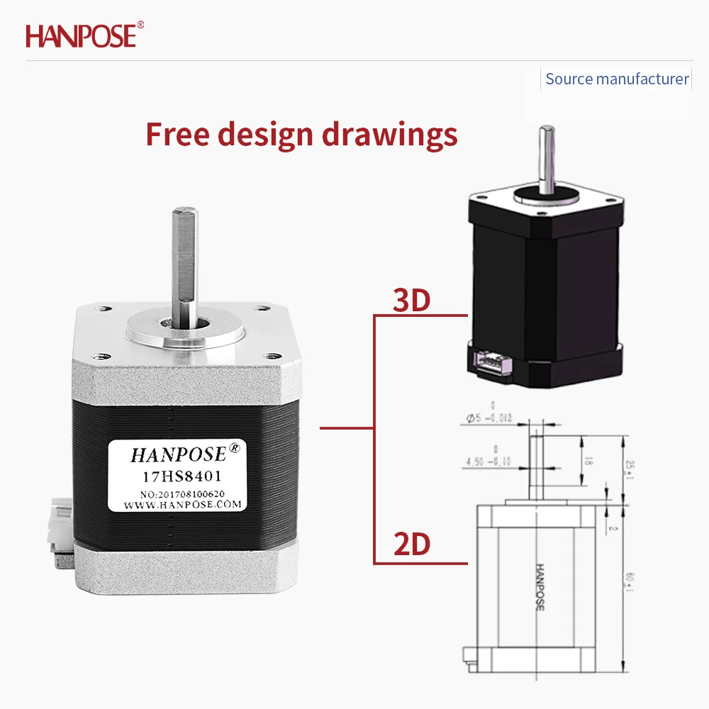 NEMA17 17HS8401 스테퍼 모터 3.24V 1.8A 2상 4선 3D 프린팅 액세서리 모터 제조업체 직접 판매 NEMA17