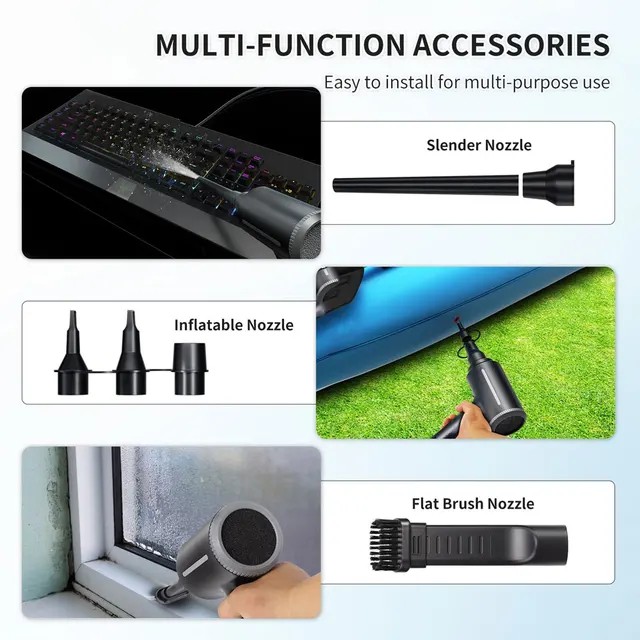 Soffiatore Aria Compressa Elettrico Pafolo - 500W, 2 Velocità, 6 Accessori - Foto 9