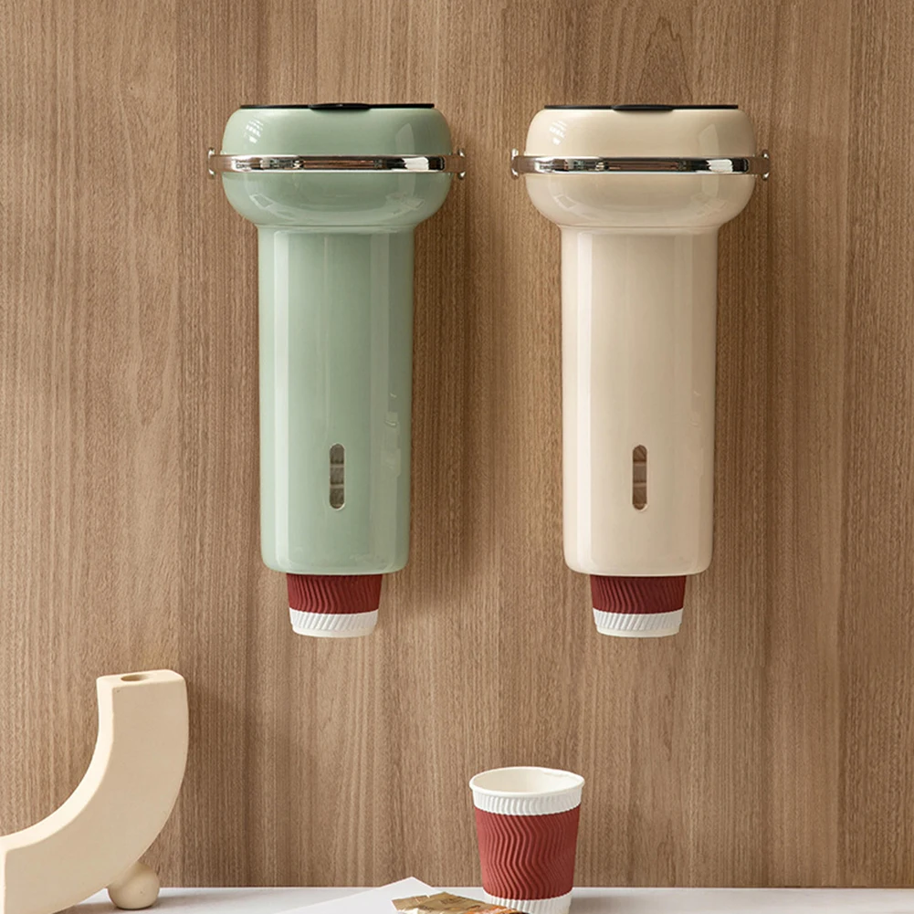 Disposable Cup Holder Dispenser Punch-free Paper Cup Holder Dispenser For Household Wall-mounted Dust-proof Rack Rack