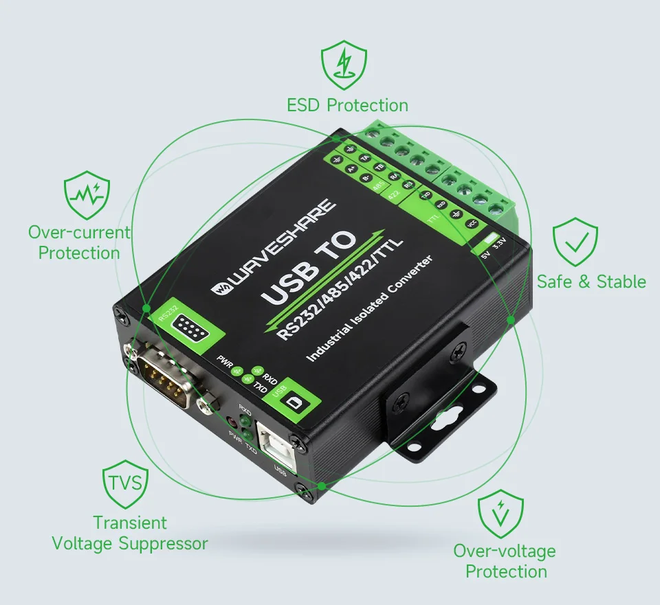 FT232RNL USB TO RS232/485/422/TTL Interface Converter Industrial Isolation Alumi