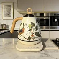 Bouilloire électrique vintage 1,7 L avec contrôle de température, en acier inoxydable 304, pour faire bouillir l'eau, théière, bouilloire de bureau avec fonction maintien au chaud automatique 1