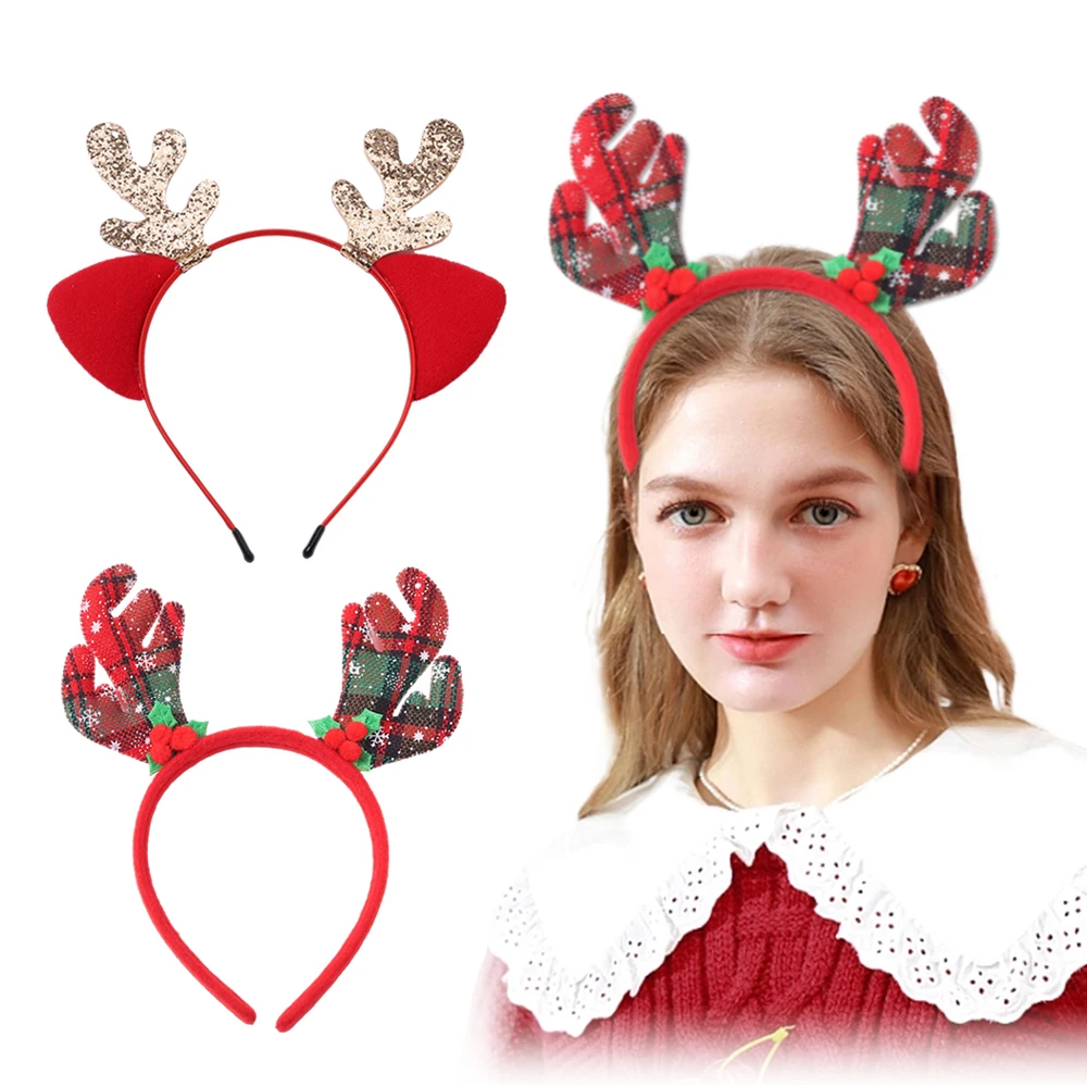 New Children's Christmas Headband Cloth Cartoon Check Antler Hair Accessories Christmas Party Headwear Festive Decorations 3 0inch 3 9mm 720p visual ear pick endoscope wireless otoscope earscope cleaner digital microscope for hair nose skin body check