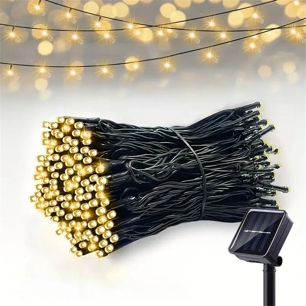Enchanting Outdoor Solar-Powered LED Fairy String Lights - 8 Mode Decorative Garland for Holidays and Celebrations