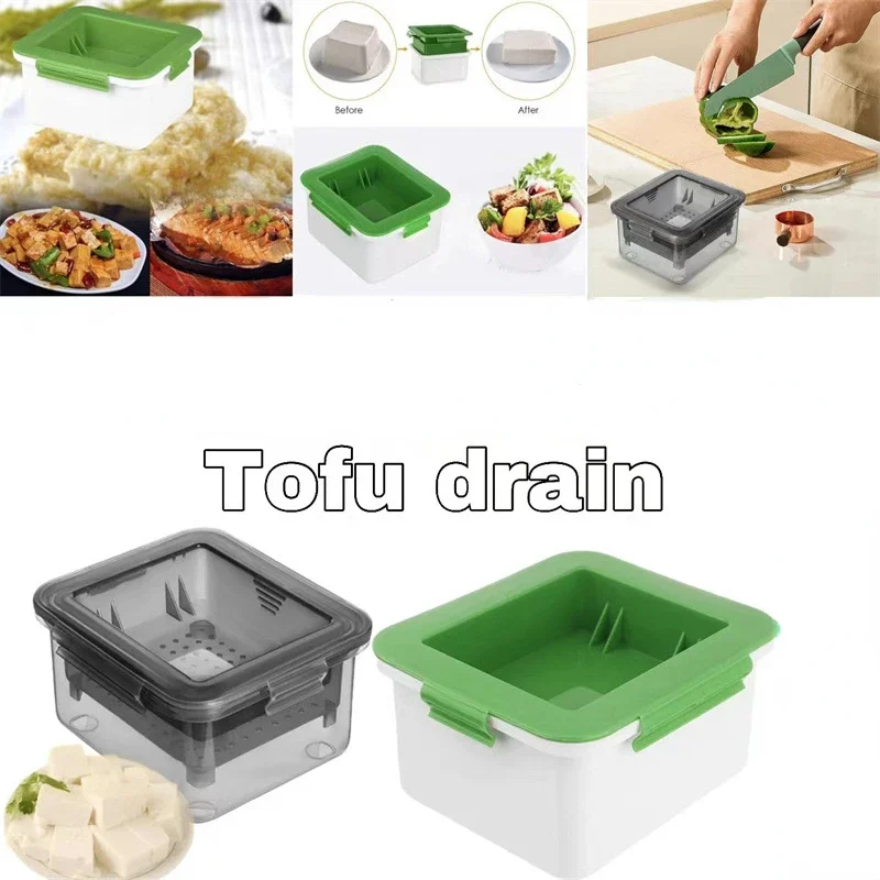 Tofu Press Presser Safe Mould Built-in Water Removal Drainer Gadget 3-Layer Tofu Press Making Mold tofu mold
