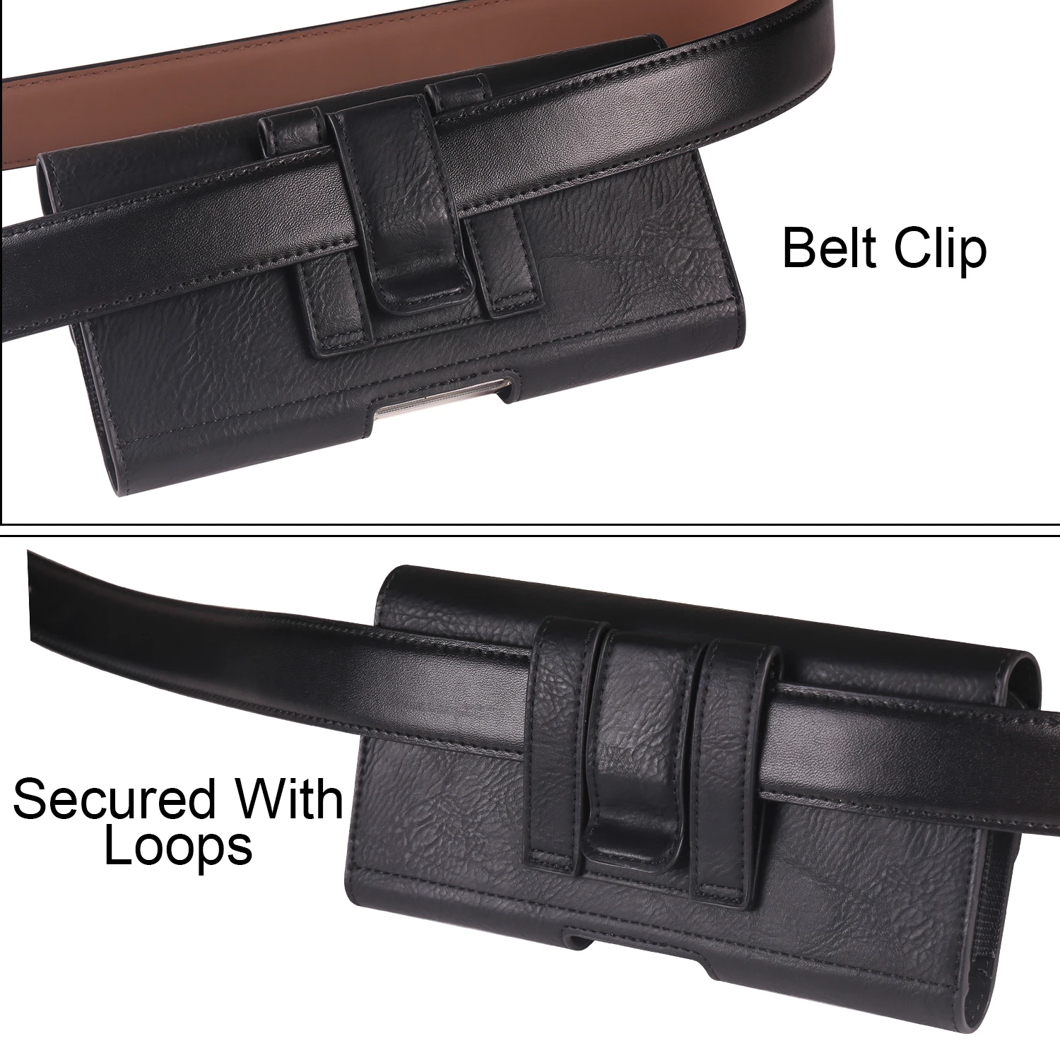 Universal Horizontal Elastic Waist Phone Pouch with Card Pocket - PU Material Holster
