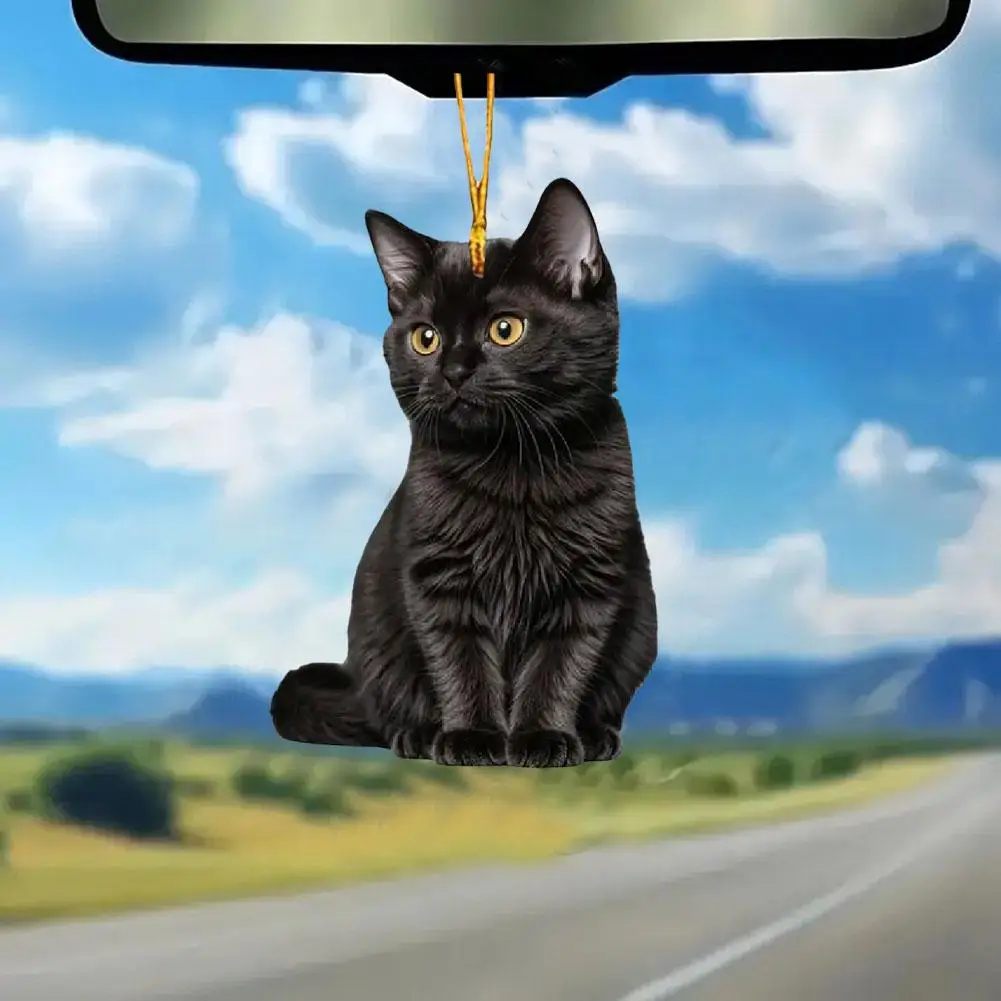 2D Acrylic Plush Black And White Cat Small Decoration Pendant Car & Bag Accessories
