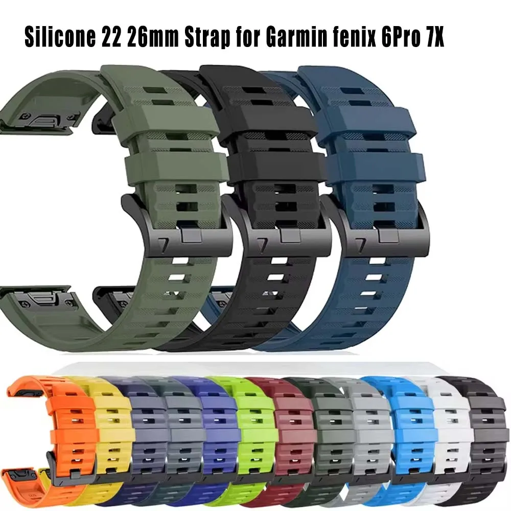 Premium Silicone Strap, 22-26mm, Compatible with Garmin Watches