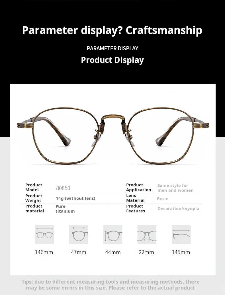 Mode Vintage Herren Titan Brille Retro Hohe Qualität Runde Ultraleicht Große Optische Brillen Rahmen Frauen 80850 – Detail 8