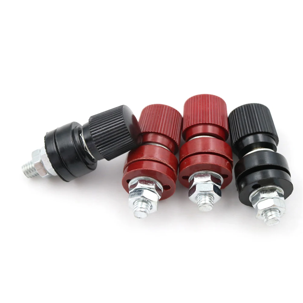 4pcs Terminals Binding Post Terminal 6mm Screw M6 Power Supply (2 Red + 2 Black) electrical terminals