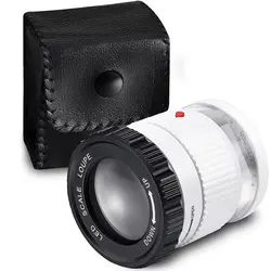 Enhanced Pocket Magnifier with LED & UV Light - Adjustable HD Loupe (White)