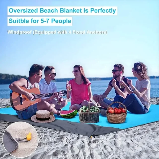2x2.1m Waterproof Pocket Beach litter Folding Camping Mat Mattress Portable Lightweight Mat Outdoor Picnic Mats Sand Beach Mat 4