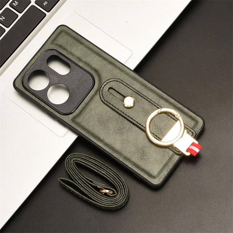 Enhanced Wristband Ring TPU Back Cover with Dust Protection