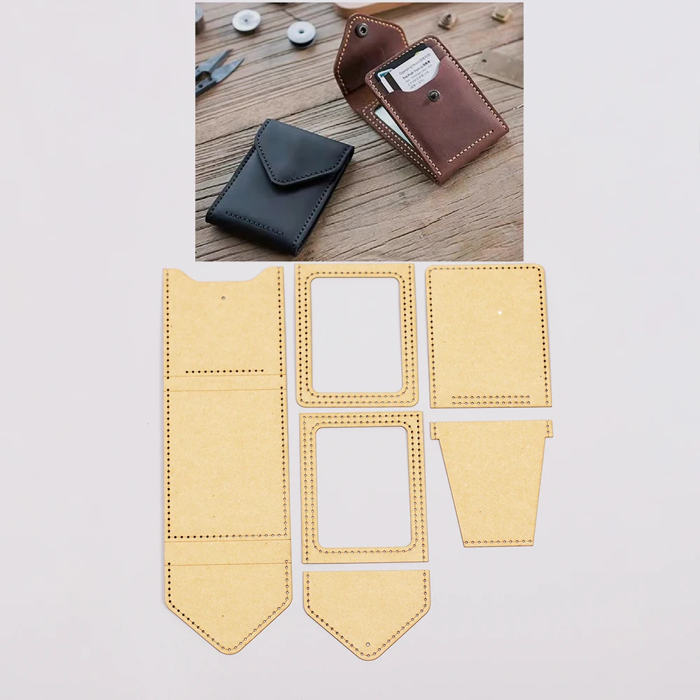 500gsm kraft paper cardholder sewing pattern leather craft drive license bag die cutting template 19x18x1.5cm Leather Craft Template Sewing Template