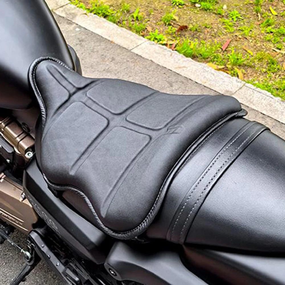 Motorcycle Gel Seat Cushion for Comfortable Travel High Elasticity Non-Slip Leather Seat Pad for Long Rides