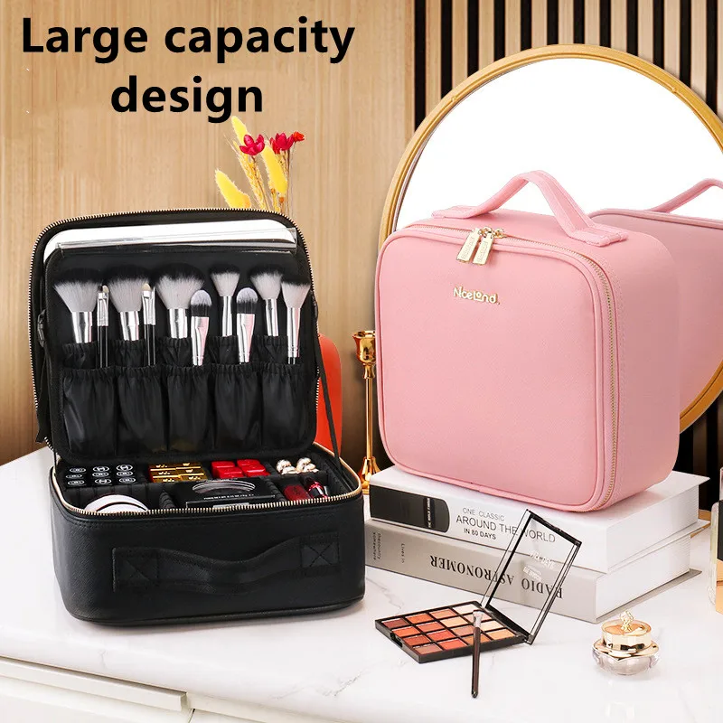 Smart LED Makeup Case w/ Mirror & USB Charging | Waterproof Travel Cosmetic Bag for Women, Portable Vanity Adjustable Light