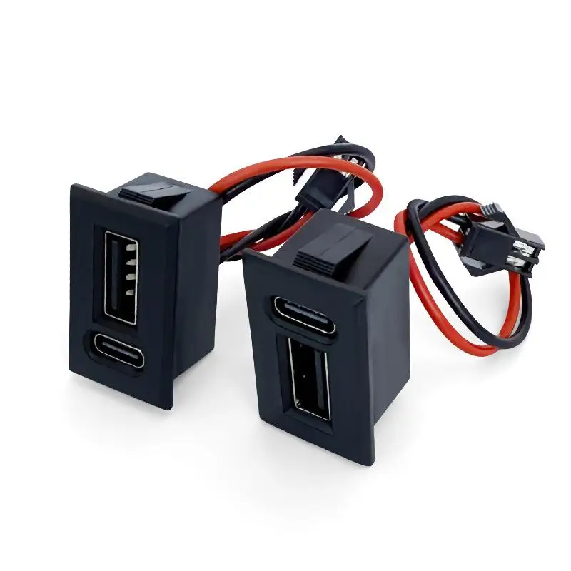 【USB 여성용 베이스 타입-C 이중층 소켓 램프 충전 소켓 전원 휴대폰 소켓(케이블 커넥터 포함)】