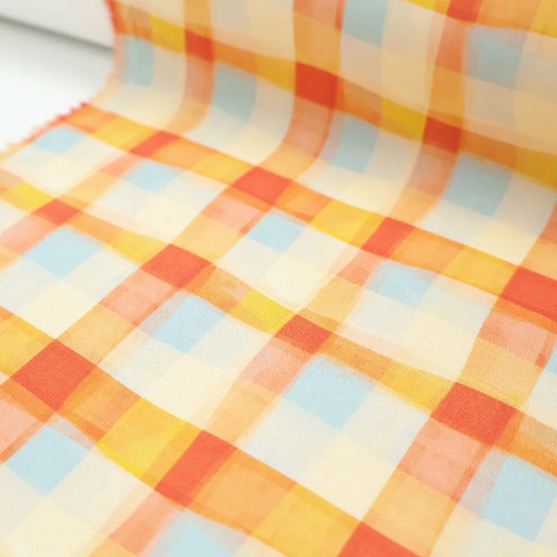 새로운 소프트 파스텔 체크 무늬 면직물 60수 고품질 플래드 원단, 여름 셔츠, 스커트 및 공예용