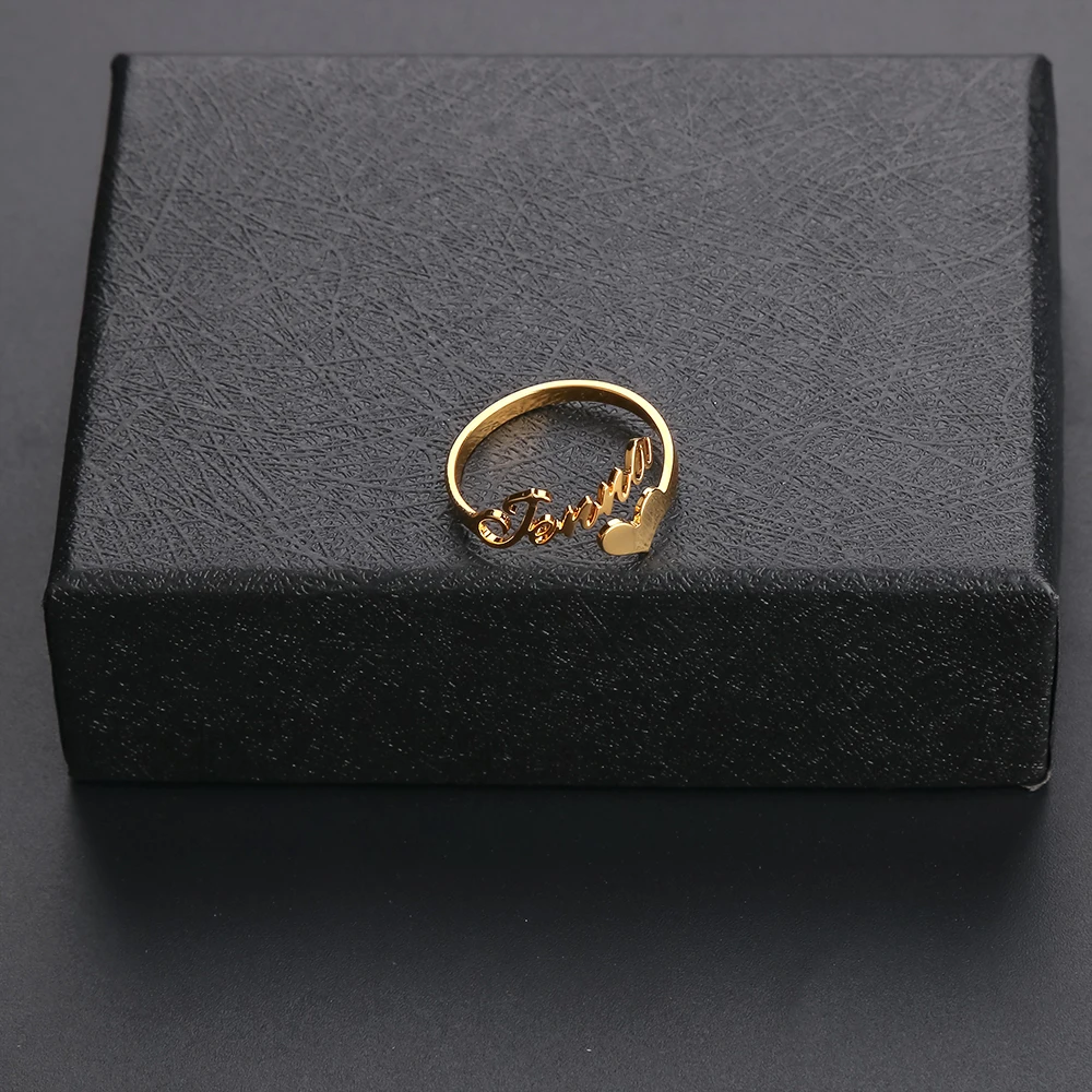 2023 Personality Name Ring Adjustable 5 Colors Heart Shape Open Rings Couple Graduation Keepsake Gift Jewelry