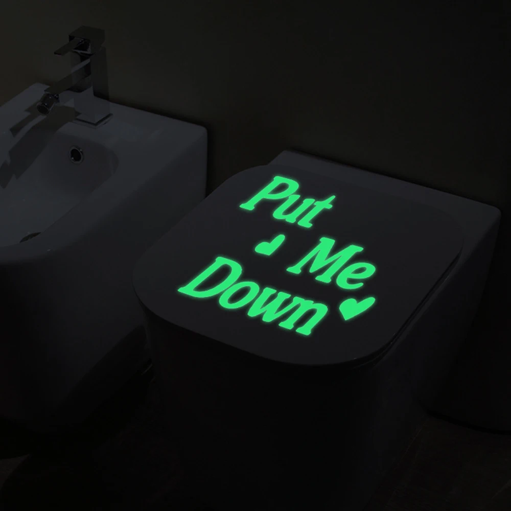 Toilet Wall Stickers Luminous Toilet Wall Sticker Glow in The Dark Bathroom Door Stickers Waterproof WC Indoor Decals for Toilet Bathroom Home Decor