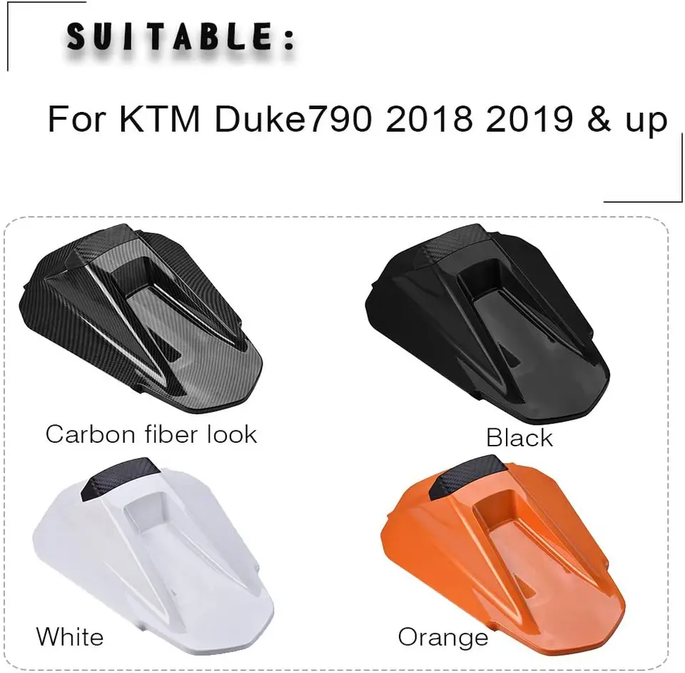 Motorcycle Rear Seat Cowl Cover For KTM Duke 790 2018-2022 - ABS Plastic Tail Fairing Replacement (Black)