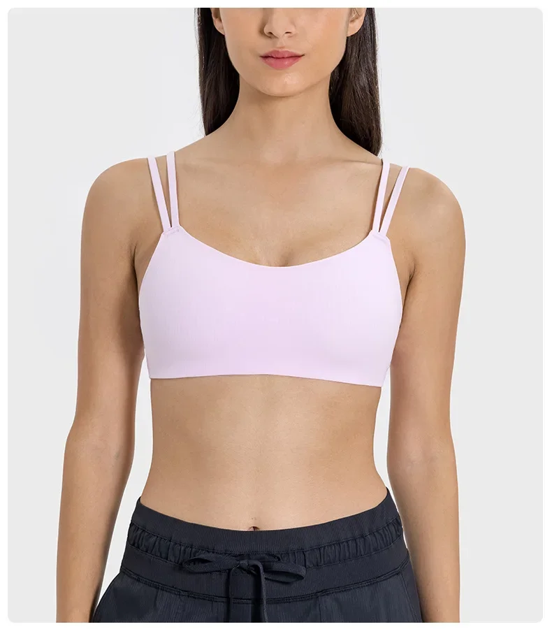 Lksd Vantage Sports Bra Women Buttery-soft Comfort Flat Straps Bonded Seams Fixed Padded Bras With Reflective LSKD Logo