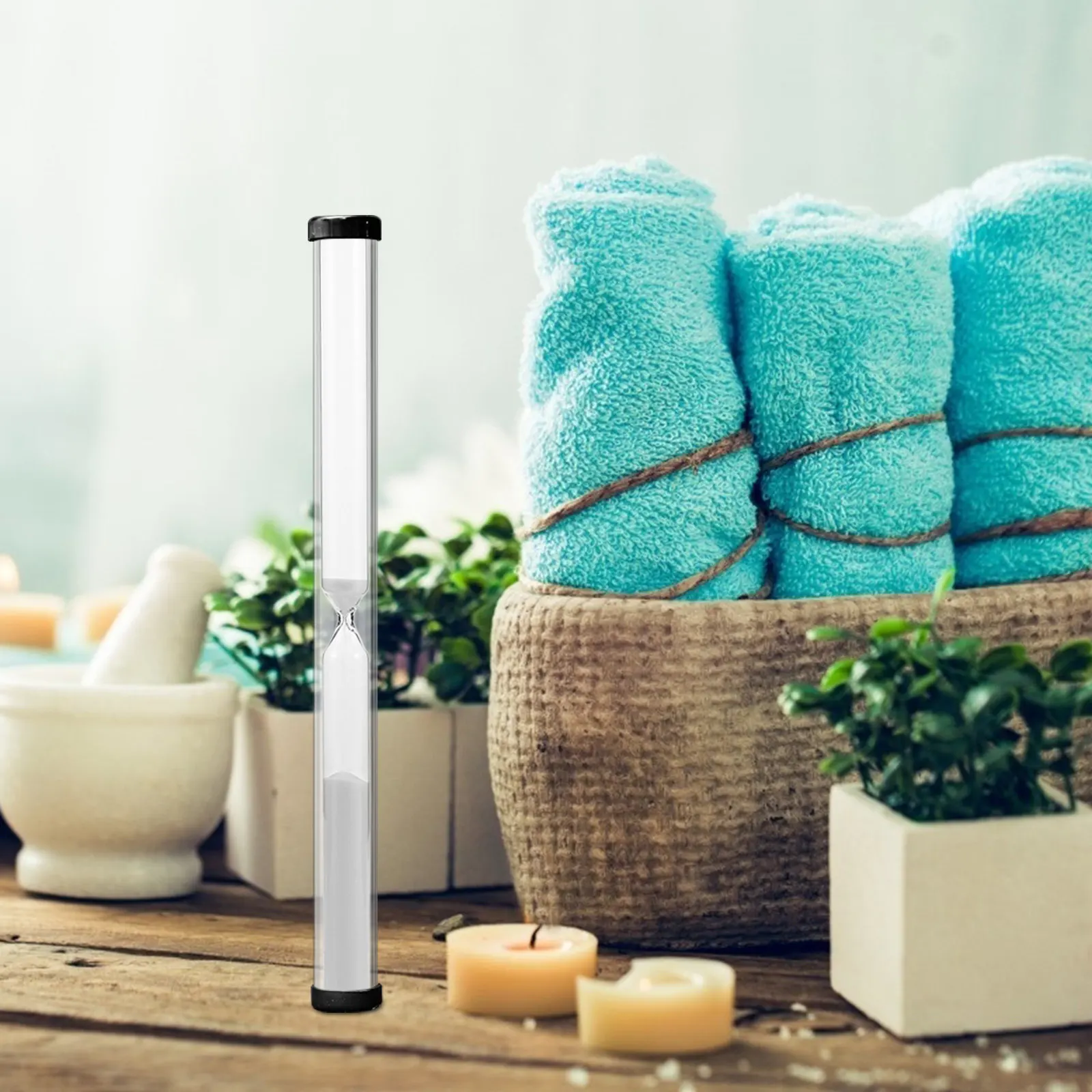 2Pcs 세련된 사우나 타이머 15분 모래시계 벽걸이형 모래시계 내열성 욕실 스파 사우나 룸 홈 아로마테라피