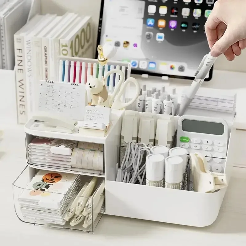 Organizer da scrivania a cassetto, contenitore multi-scomparto per cosmetici e cancelleria, scaffale organizer per ufficio, studio e camera da letto - immagine 3