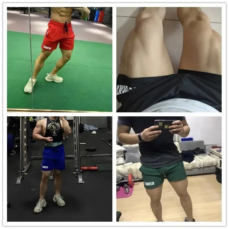 Sports Fitness Shorts Brother Three Quarter Pants Quick Dry Breathable Elastic Muscle Men Weight Dog Squat Plus Size M-3XL 5