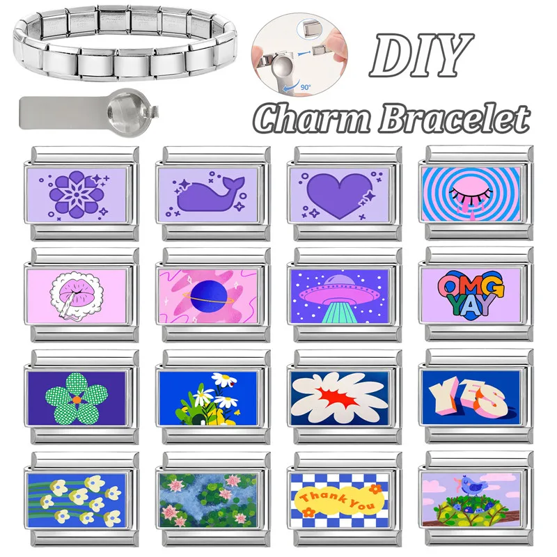 Italian Stainless Steel Charm Bracelet DIY Making Jewelry