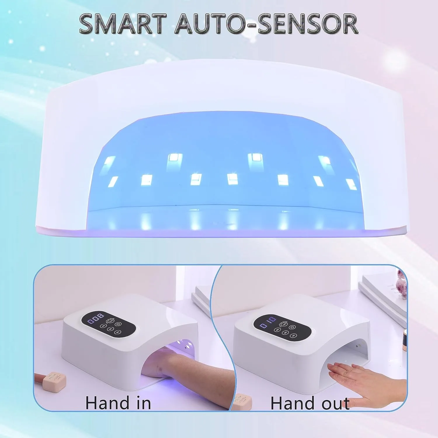 72W UV LED Nail Lamp Rechargeable Nail Dryer with 4 Timer Setting Sensor Professional Nail Art Manicure Tools for Home and Salon 4