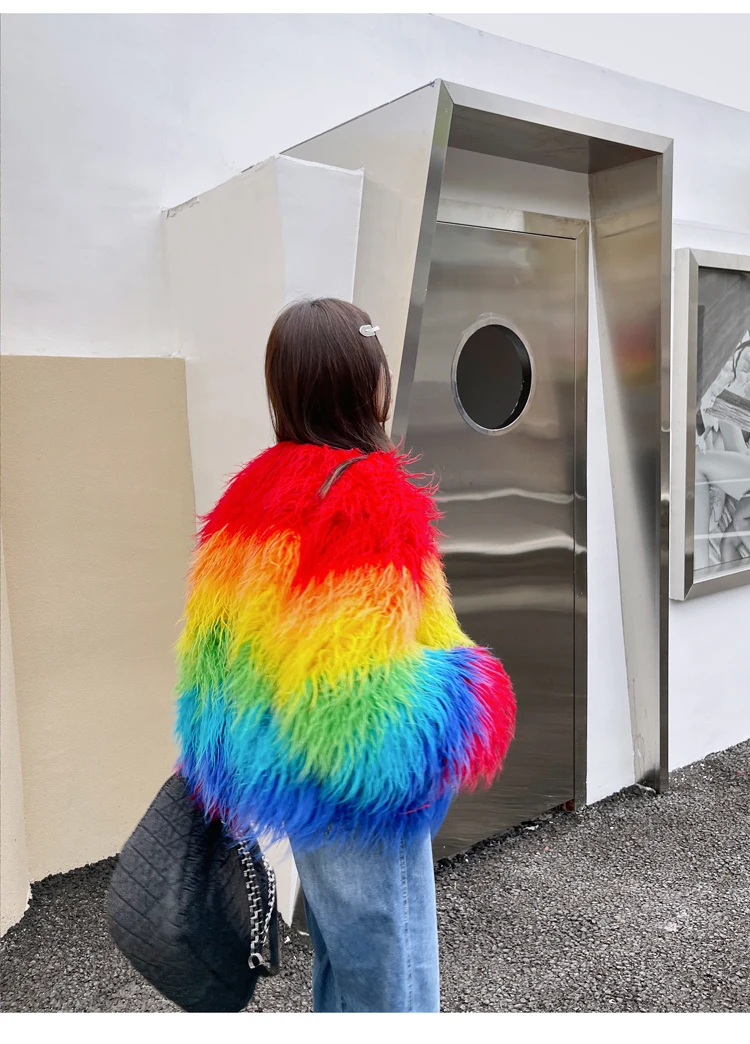 Colorful Faux Fur Jacket  Fall/Winter New Fashion Coat for Women