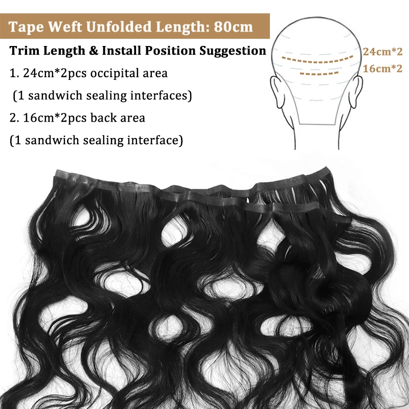 MRS Hair Body Wave Long Pu Weft Skin Tape Human Hair Bundles Seamless Body Wave Human Extensions 12-30 Inch