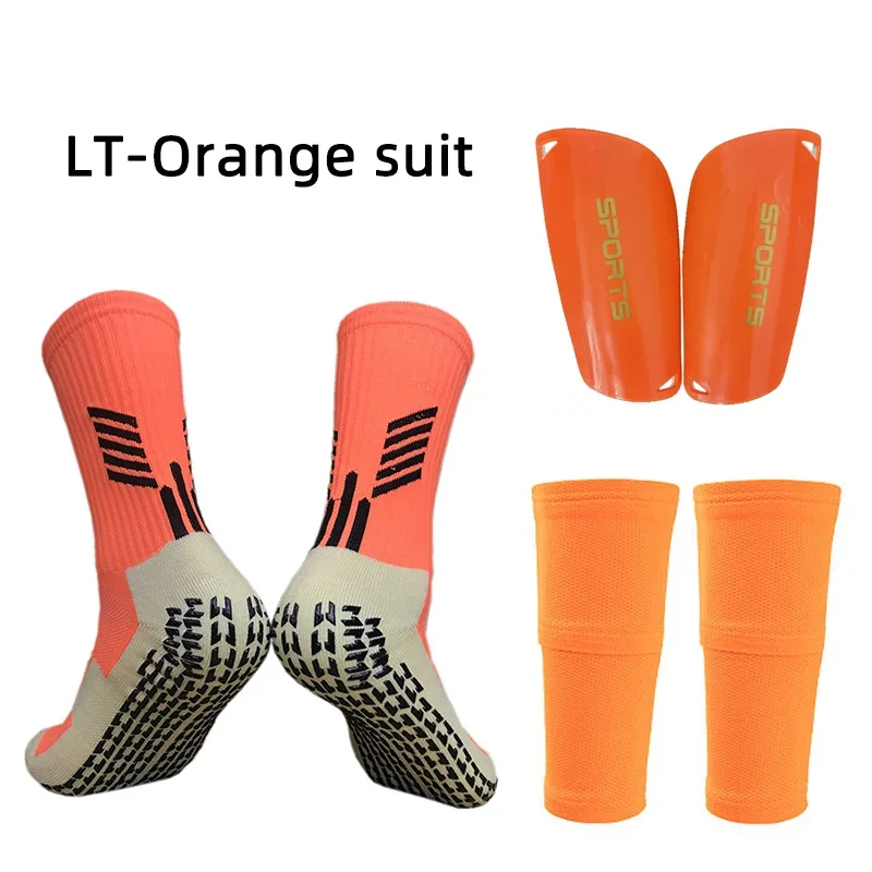 Soccer Shin Guards Three-piece Anti Slip Soccer Socks Football Shin Guards Adults Kids Elasticity Legging Cover Sleeve With Pocket Protection Gear