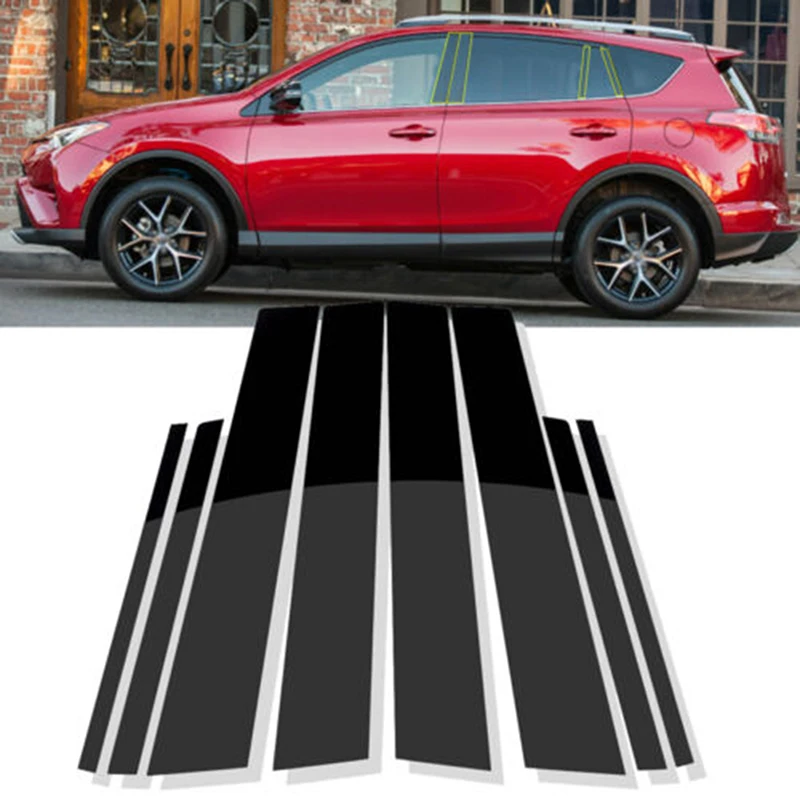 도요타 RAV4 XA40 2013 2014 2015 2016 2017 2018 광택 블랙 필러 포스트 몰딩 커버, 자동차 창 장식 트림 스티커