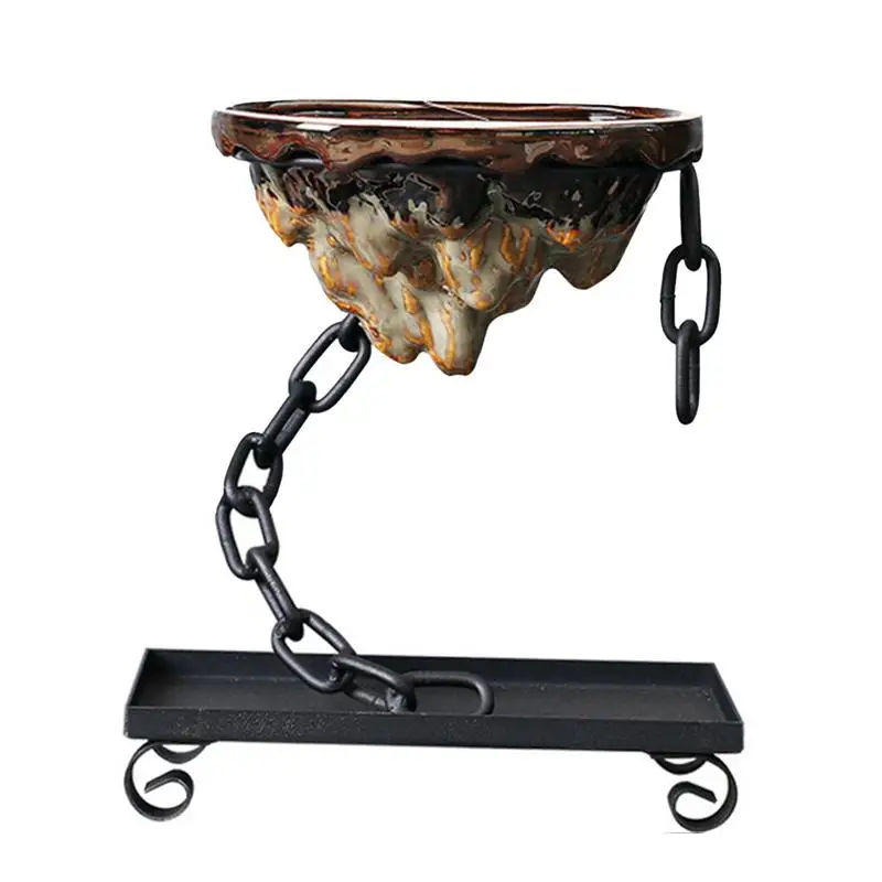 

Vintage Plant Pot Rockery Chain Suspended Unique Outdoor Pot Iron Ceramic Indoor Desktop Ornament Planter Pot For Bonsai Trees