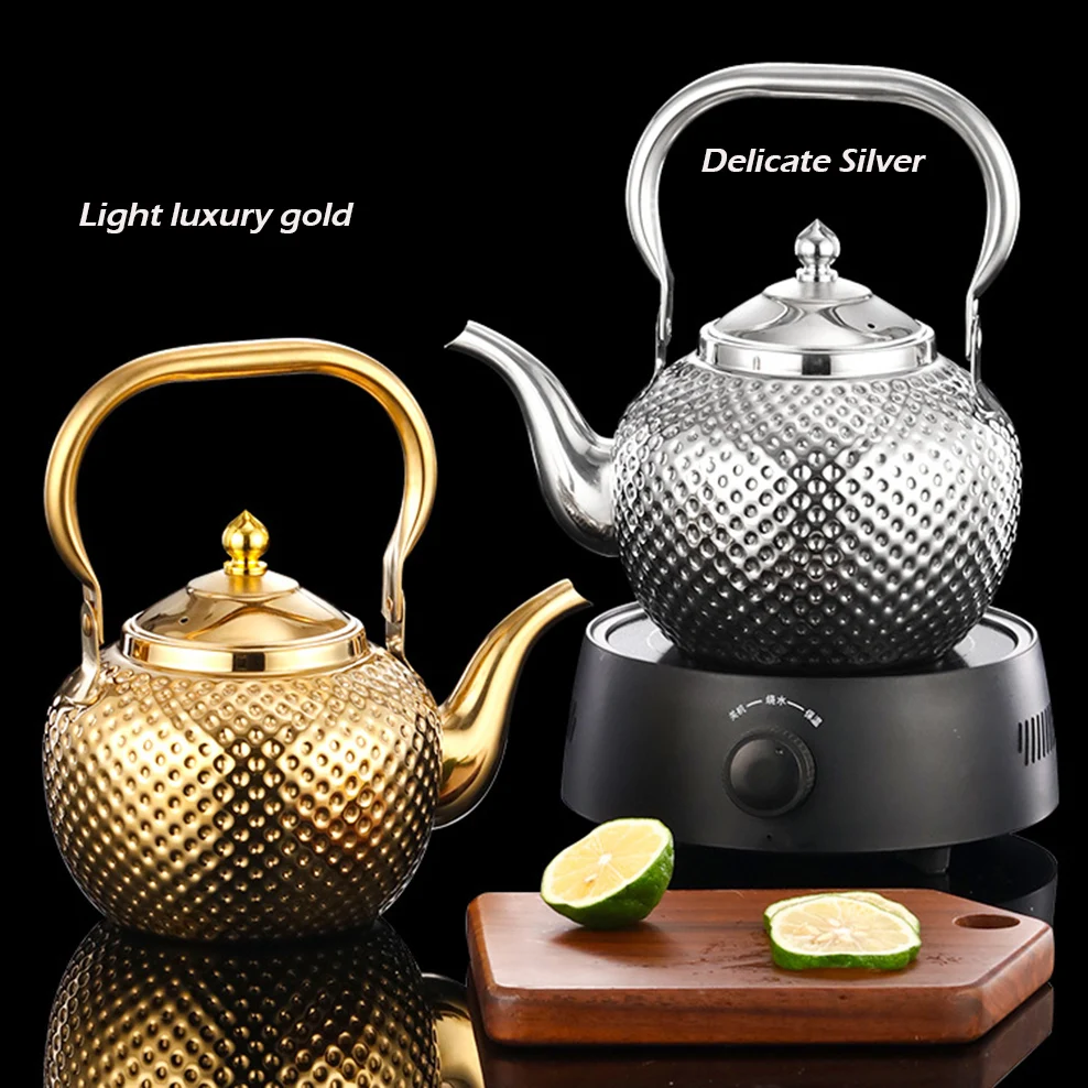 1.2/1.5/2.0L Stainless Steel Teapot Hammer Texture Boiling Kettle With Tea Strainer Home Restaurant Induction Cooker Tea Infuser