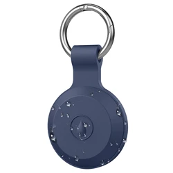 Enhanced Silicone Protective Case for Airtag - Waterproof 360° Cover for Pet Collars and Keychains (Midnight Blue)