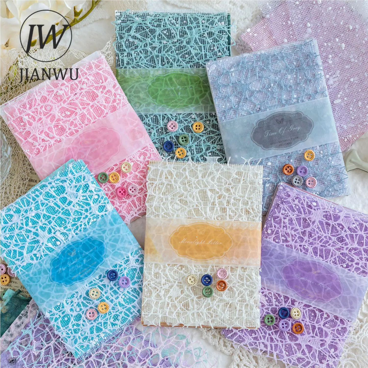 JIANWU 로맨틱 시리즈 종이, 빈티지 패턴, 할로우 콜라주 재료, 크리에이티브 DIY 정크 저널 문구, 26 매