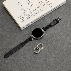 Elegant Slim Braided Leather Strap for 18MM (Black)