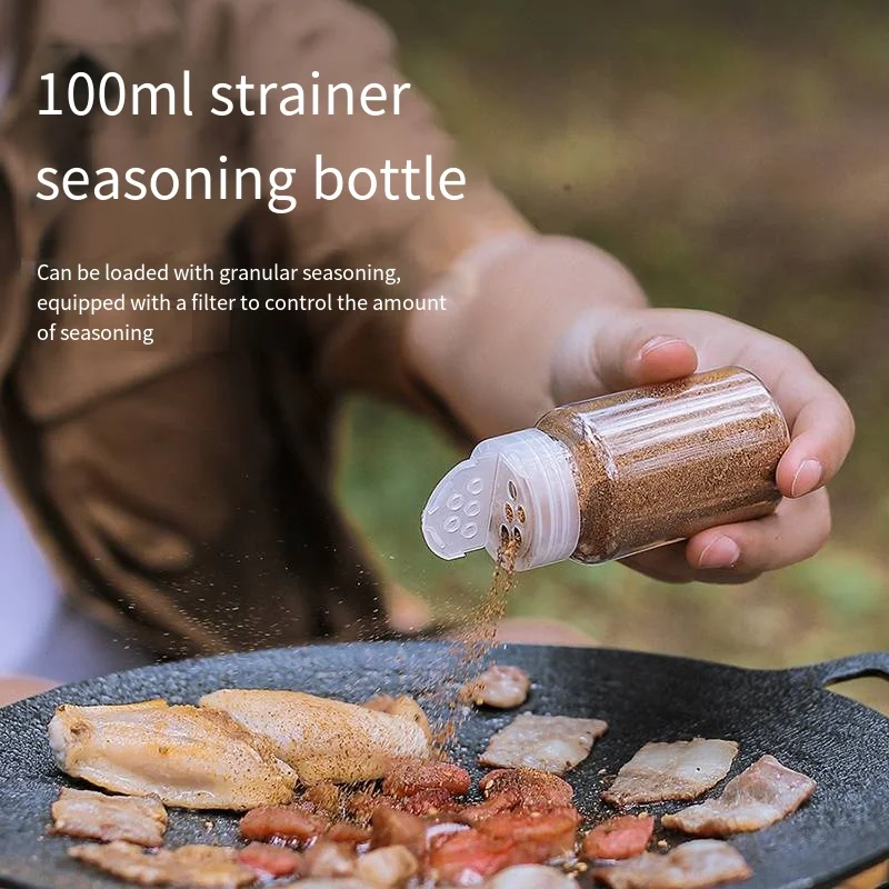 9Pcs Separable Spice Storage Bag Built-in Mesh/Side Pocket Spice Kit 100ml Bottle for Home Kitchen Camping BBQ Traveling Utensil