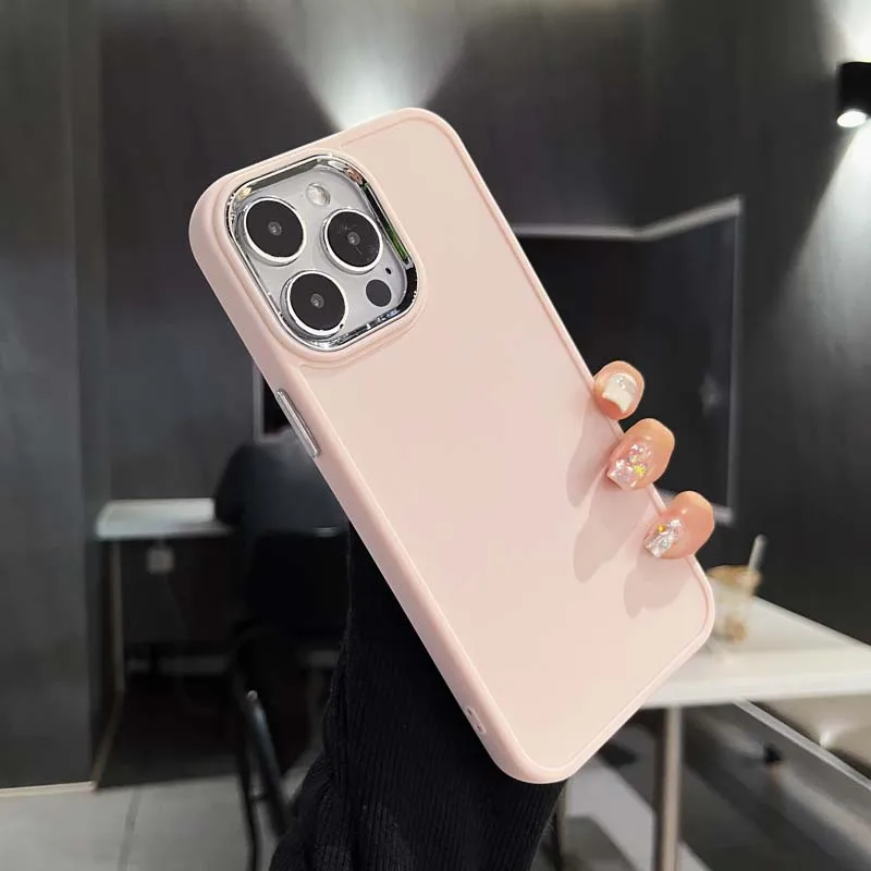 Electroplate Lens Bumber Phone Case For IPhone 14 13 12 11 15 Pro X XR XS Max 7 8Plus Solid Color Silicon_voghion.com