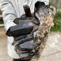 Natural Black Smoke Quartz Crystal Clusters, Quartz Original Mineral Sample Recovery Gems, Home Office Degaussing Clusters 2