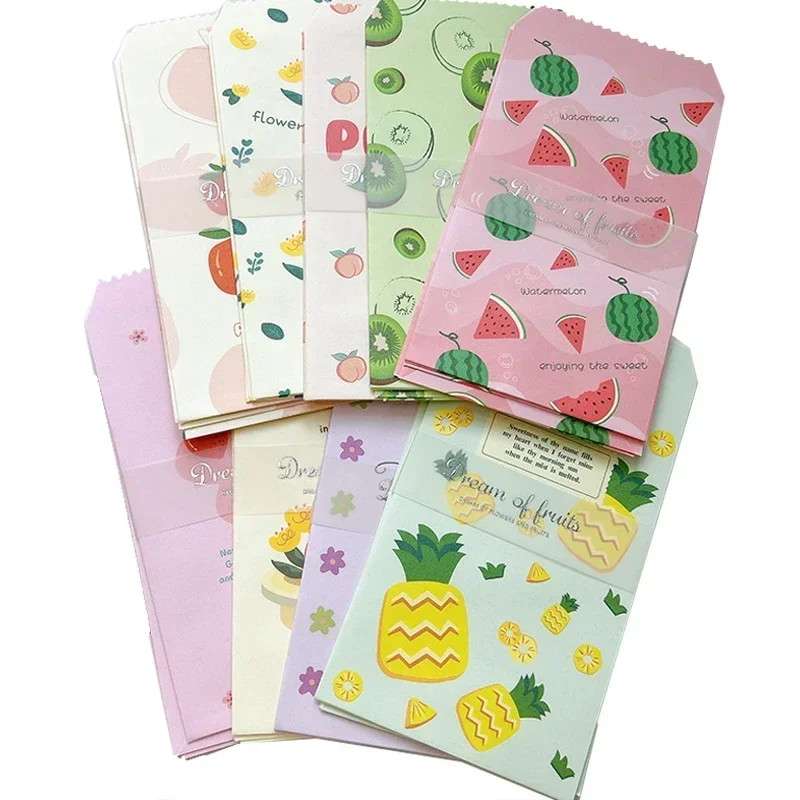 Nostalgic wallets Envelopes Vintage cowhide Fruit vegetable envelope Child Printing Romantic Cartoon Pattern Paper 20*12CM 20Pcs kraft paper envelopes mailing envelopes