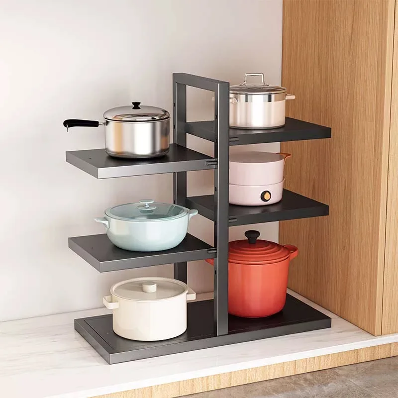 Adjustable Kitchen Storage Rack Pot Storage Rack Under Cabinet Free Layering Snap-On Pot for Kitchen Organization